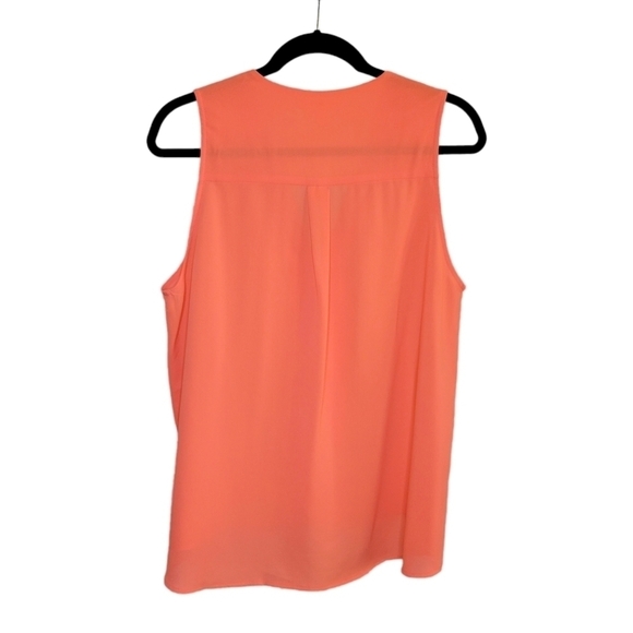 Sophia & Zeke Bright Coral V-Neck Pleated Lightweight Pullover Blouse Women's XL - Picture 3 of 6